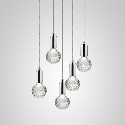 CLEAR CRYSTAL BULB CHANDELIER 3P (BRASS) - リーブルーム